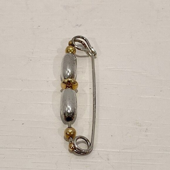 Silver And Gold Plated Beaded Design Stock Pin Scarf Pin - Picture 4 of 6